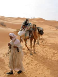 Randonnée chamelière en Tunisie en famille dans l'Erg Oriental Akaoka